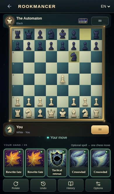 Actual gameplay · one spell, then one chess move